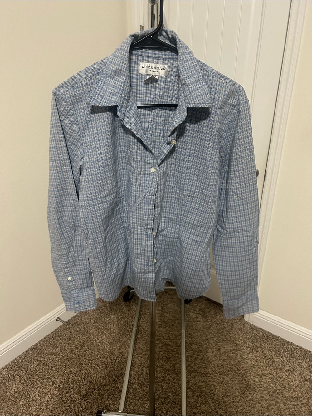 Quiz & Agram Light Blue Plaid Women's Button-Down Shirt
